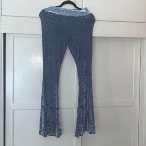 iHeartRaves Blue Velvet Burnout Flared Leggings